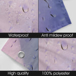 Collage of a waterproof and anti-mildew proof fabric with water droplets and grommet.