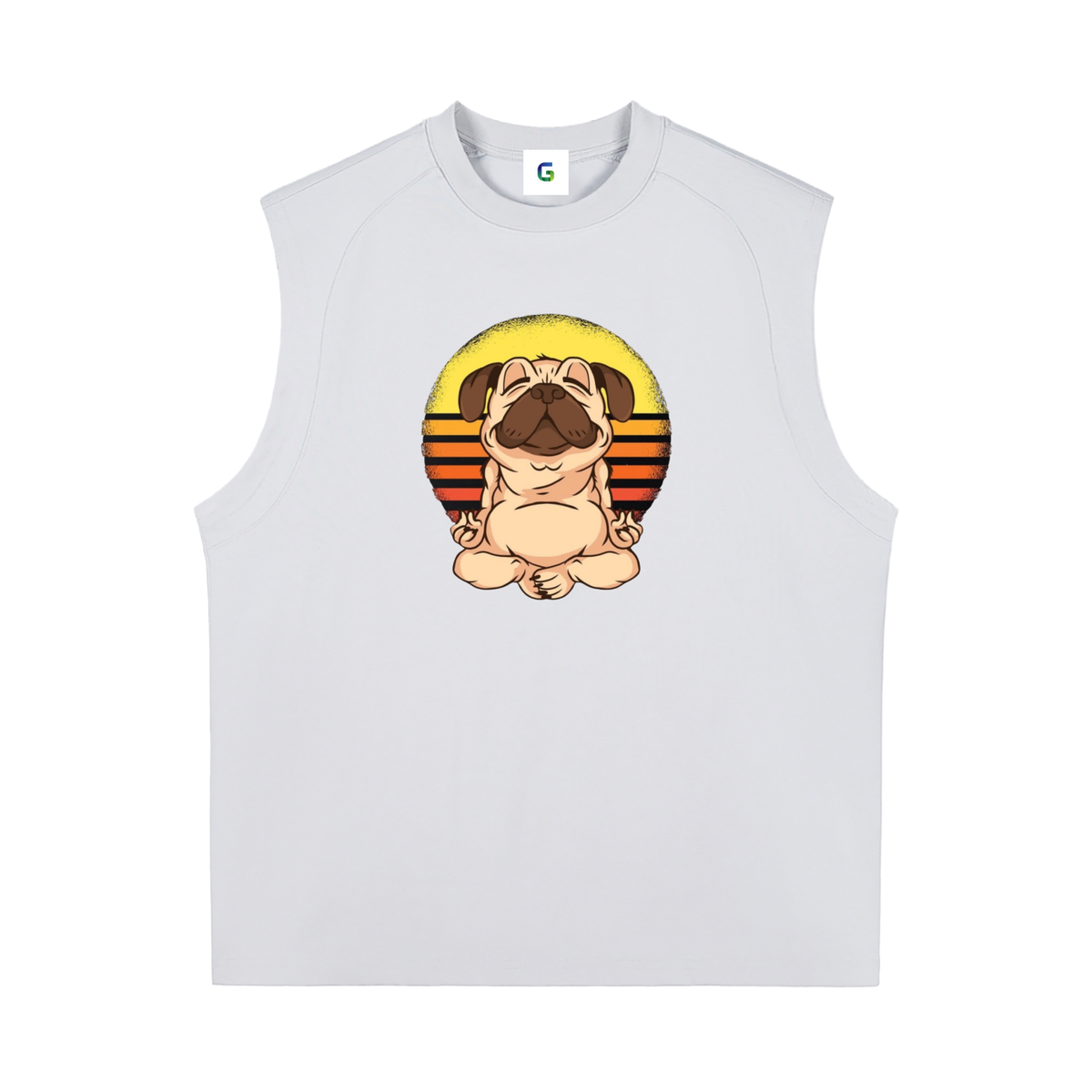 Funny Zen Dog Retro Sunset Men's Graphic Tank Top