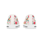 Womens White sneakers with colorful floral pattern on a white background