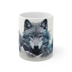 Mug with a wolf design on a white background
