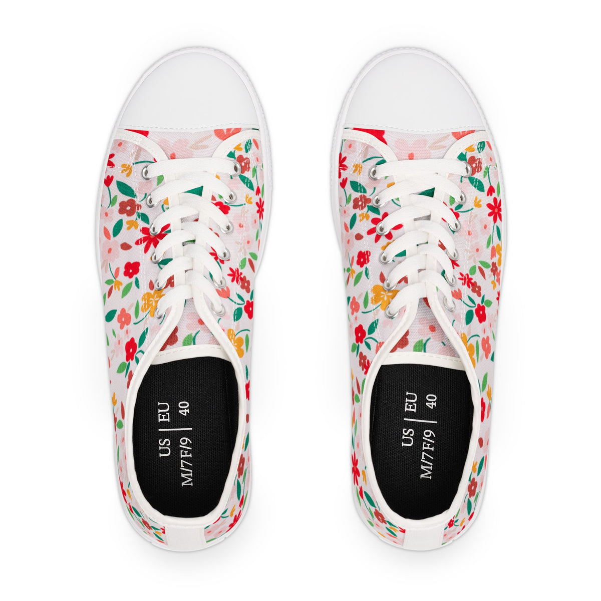 Womens Floral patterned sneakers on a white background