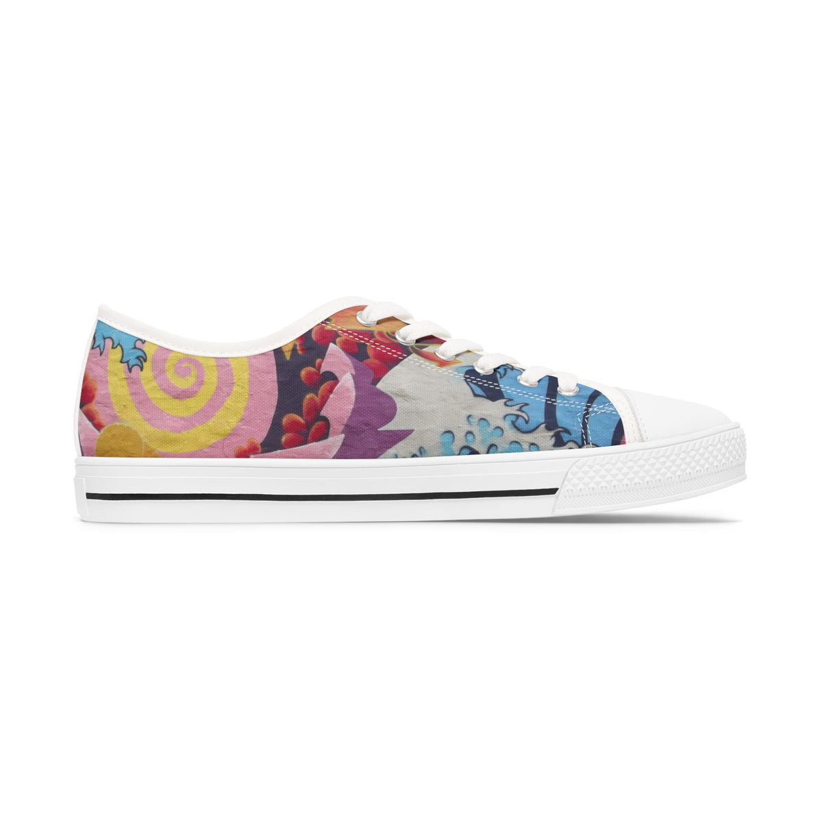 Colorful sneaker with abstract pattern on a white background
