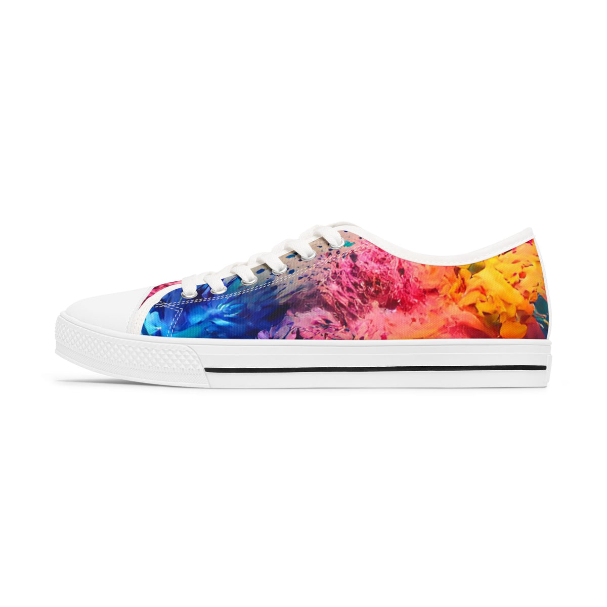 Colorful sneakers with a multicolored design on a white background