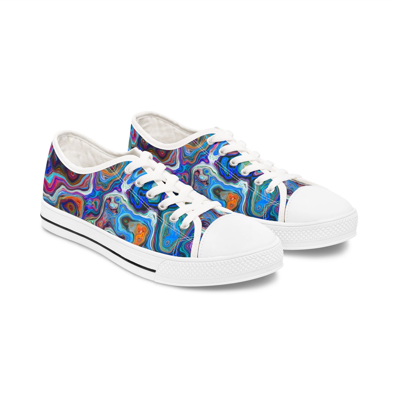 Abstract Blue Agate Women's Low Top Canvas Sneakers