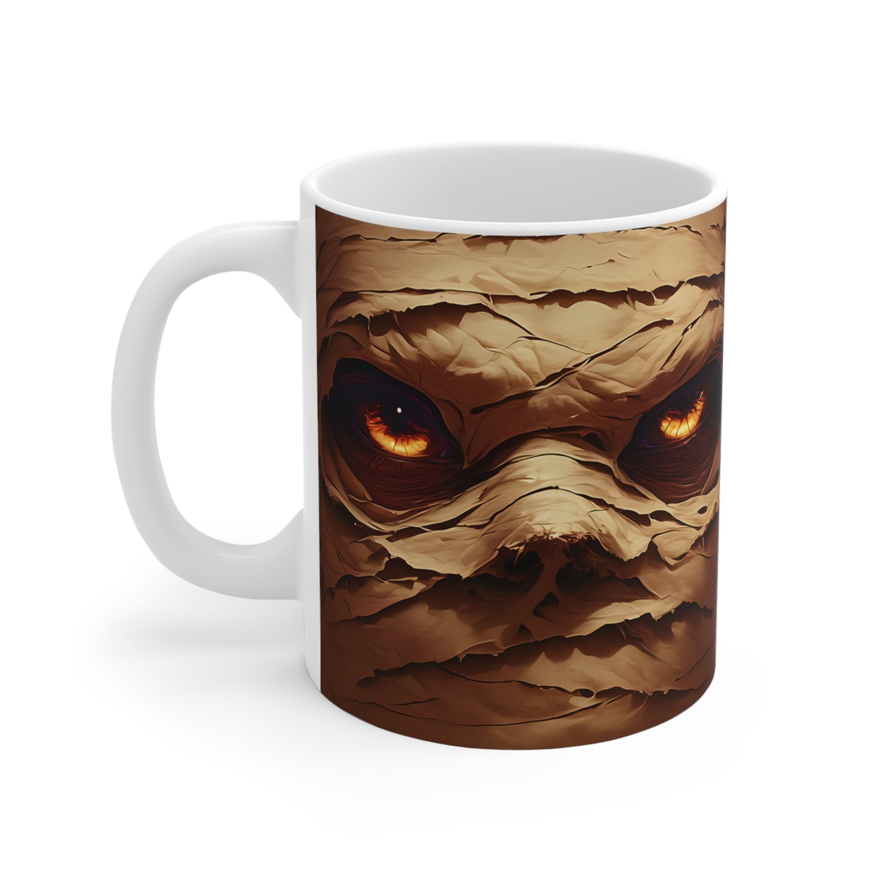 Mug with a mummy design on a white background