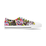 Colorful graffiti-style womens sneaker on a white background