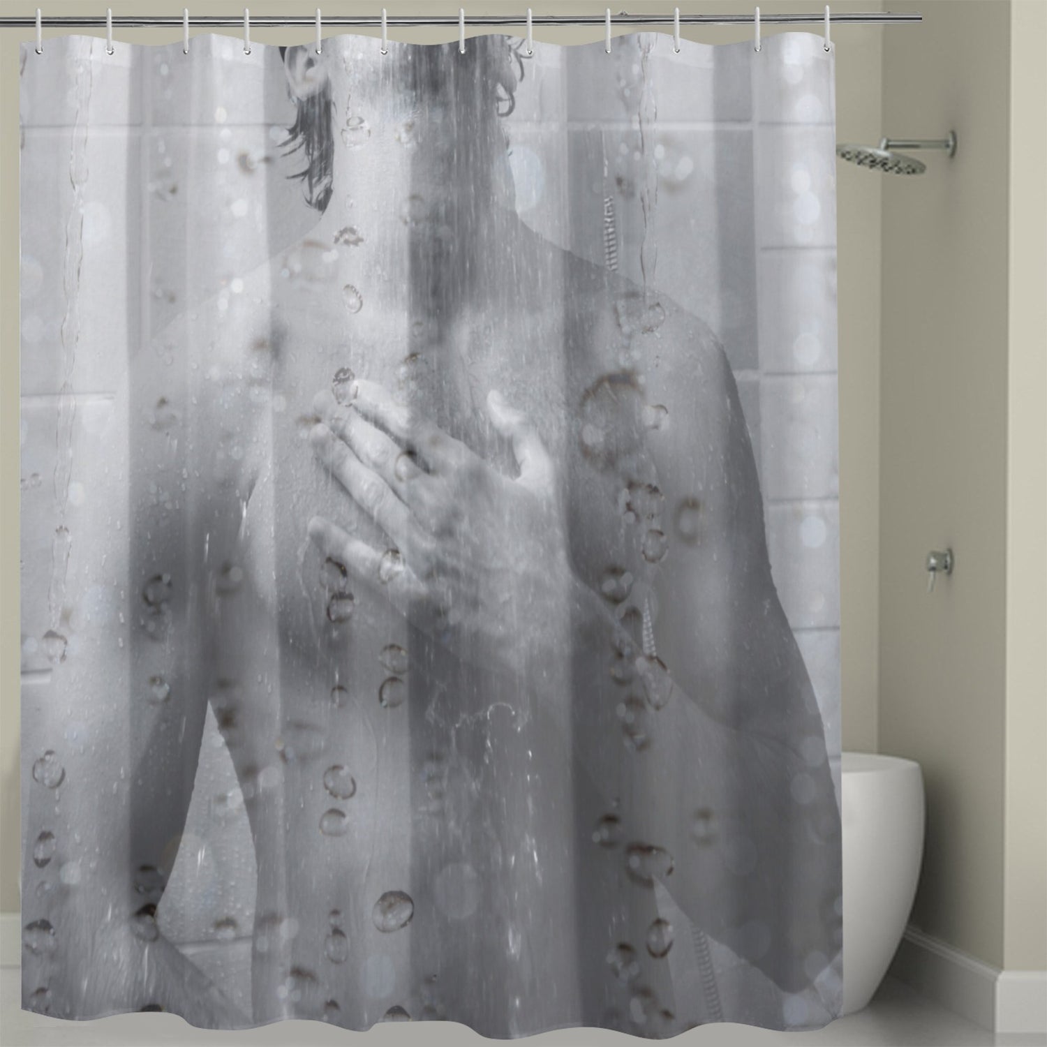 Man Silhouette Photo Art Shower Curtain Shower Curtain 72" x 72"