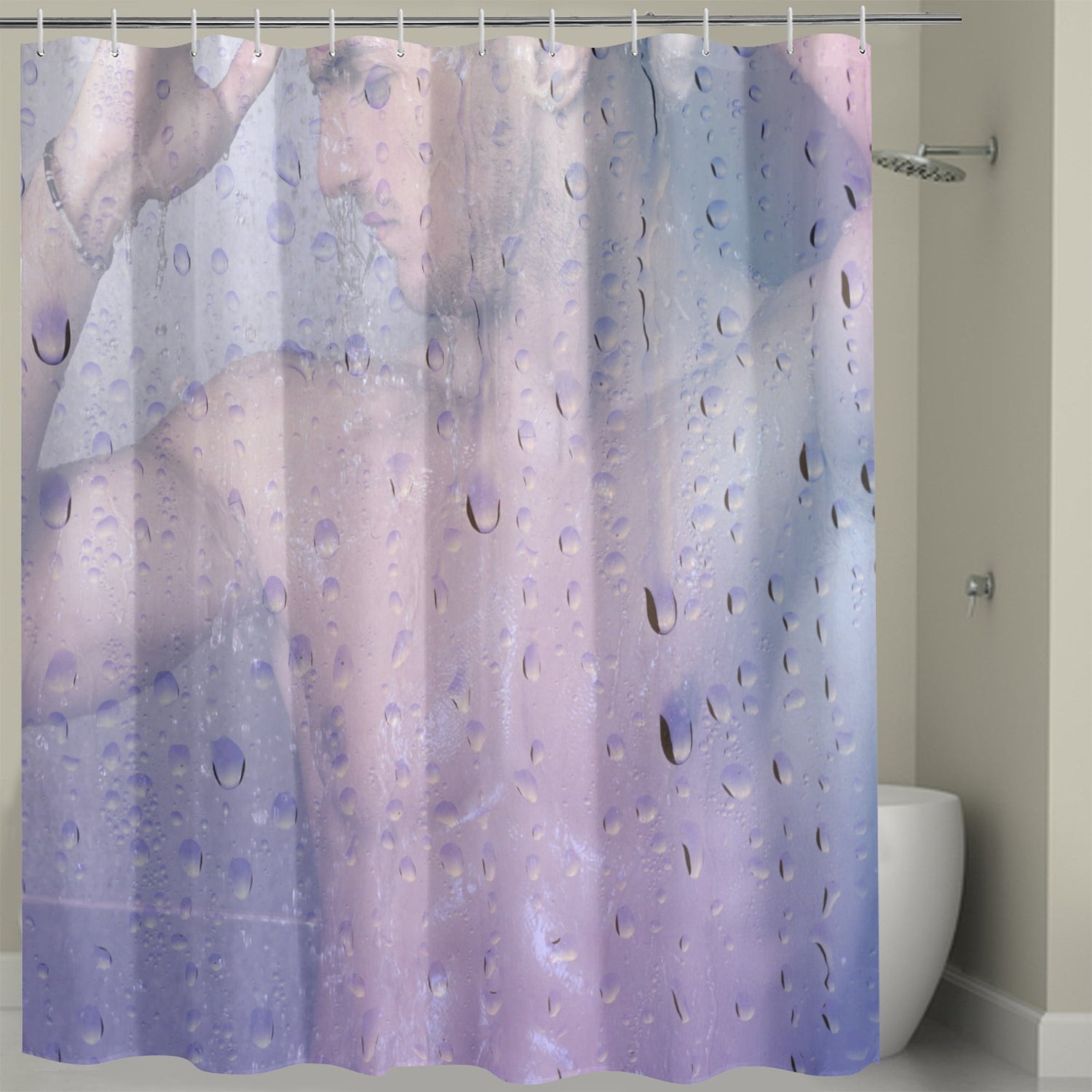 Misty Glass Male Silhouette Shower Curtain