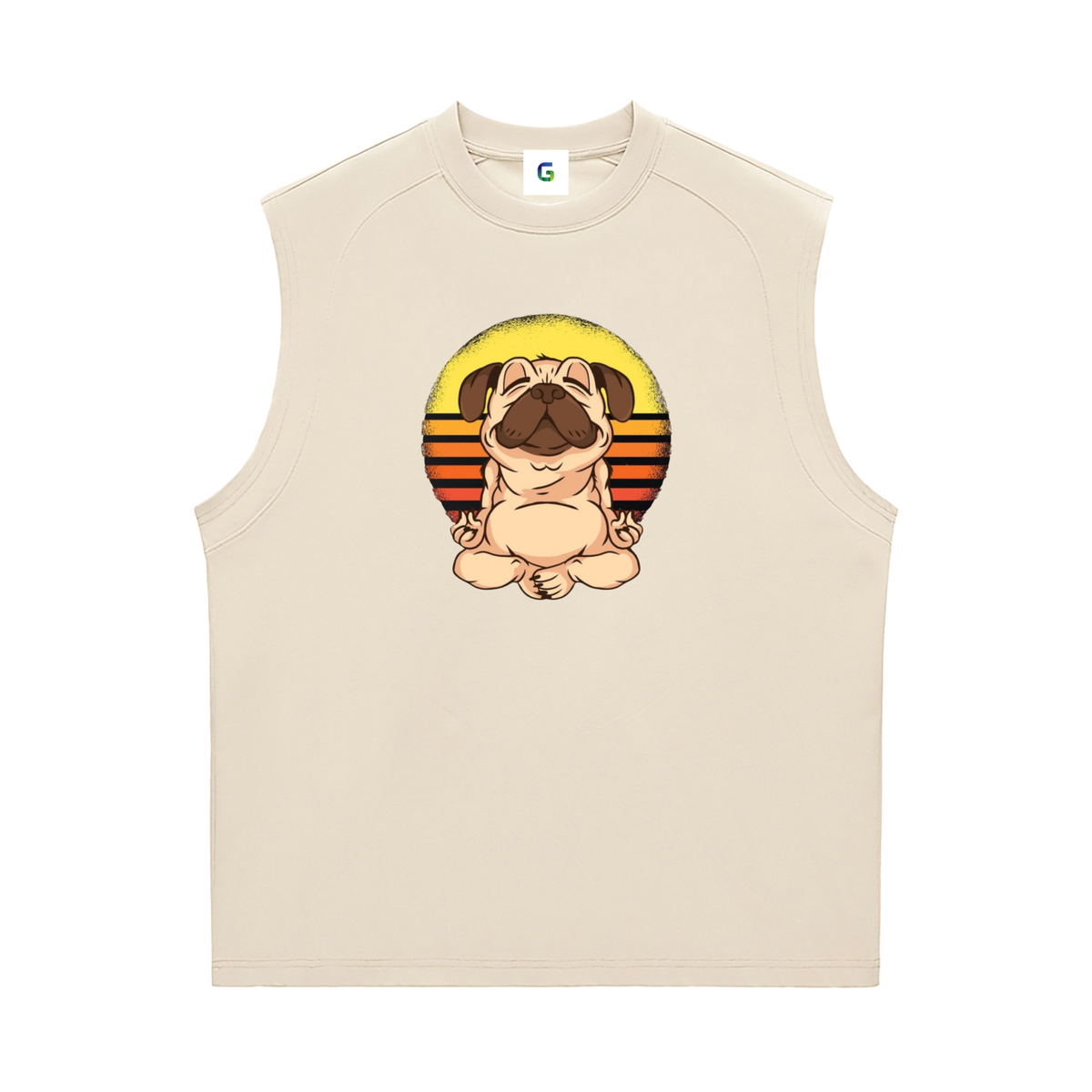 Funny Zen Dog Retro Sunset Men's Graphic Tank Top