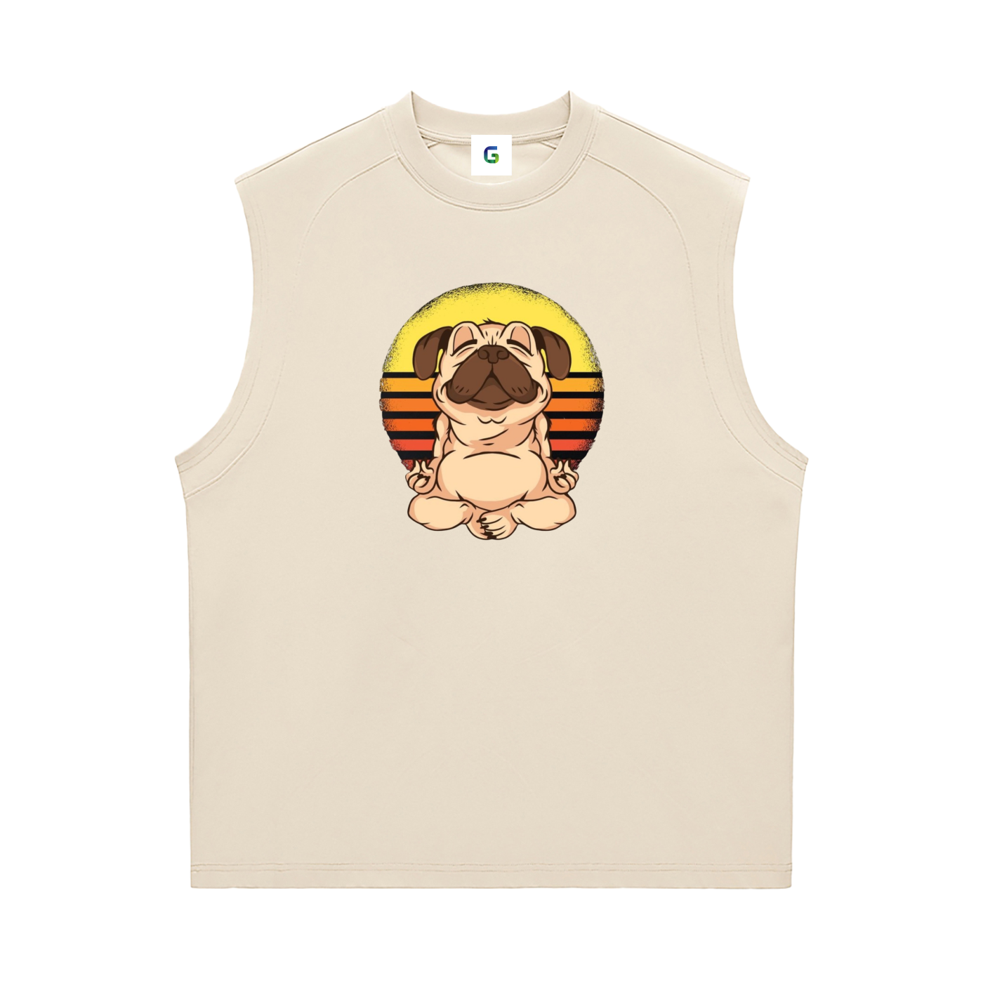 Funny Zen Dog Retro Sunset Men's Graphic Tank Top