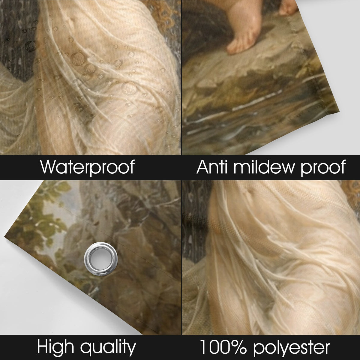 Classic Antique Nude Art Bath Curtain 