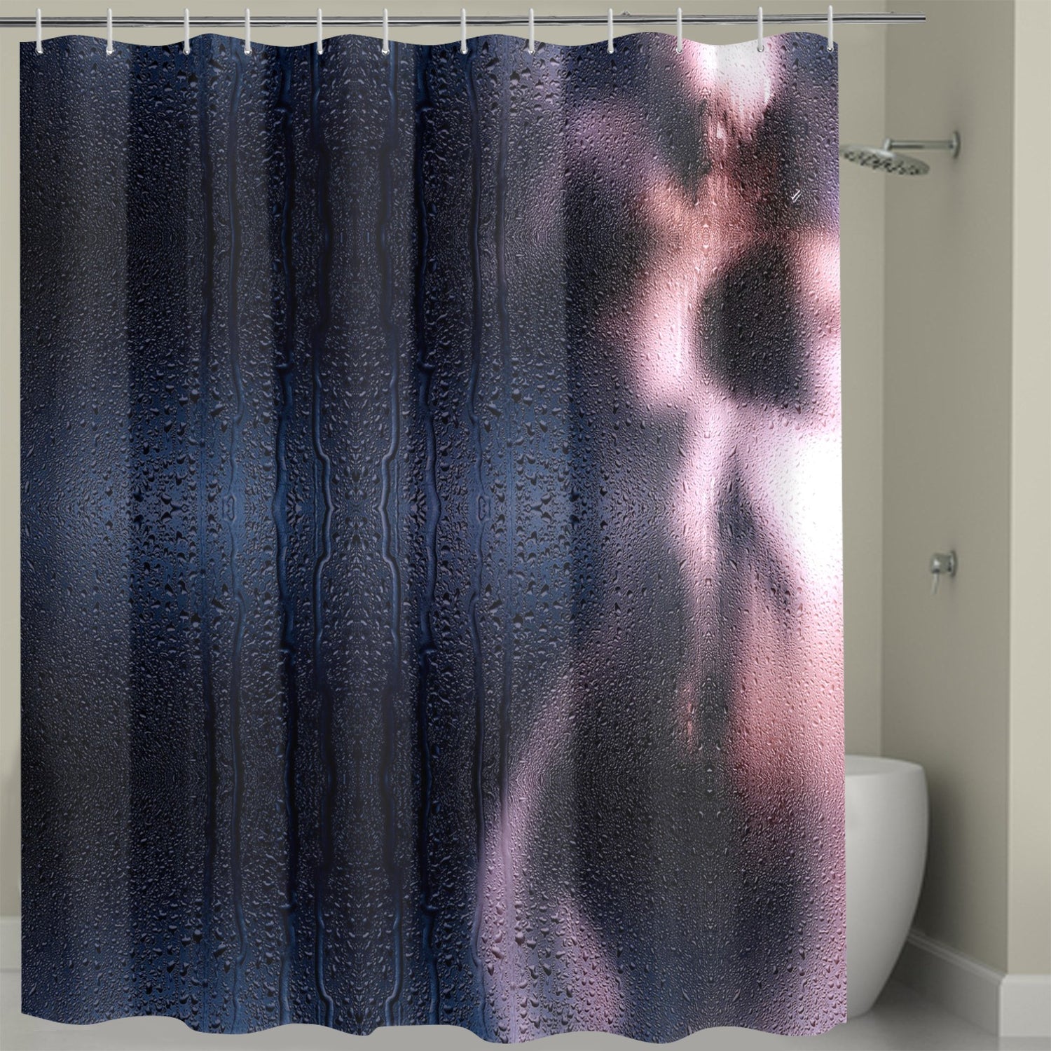 Frosted Glass Woman's Body Silhouette Shower Curtain 