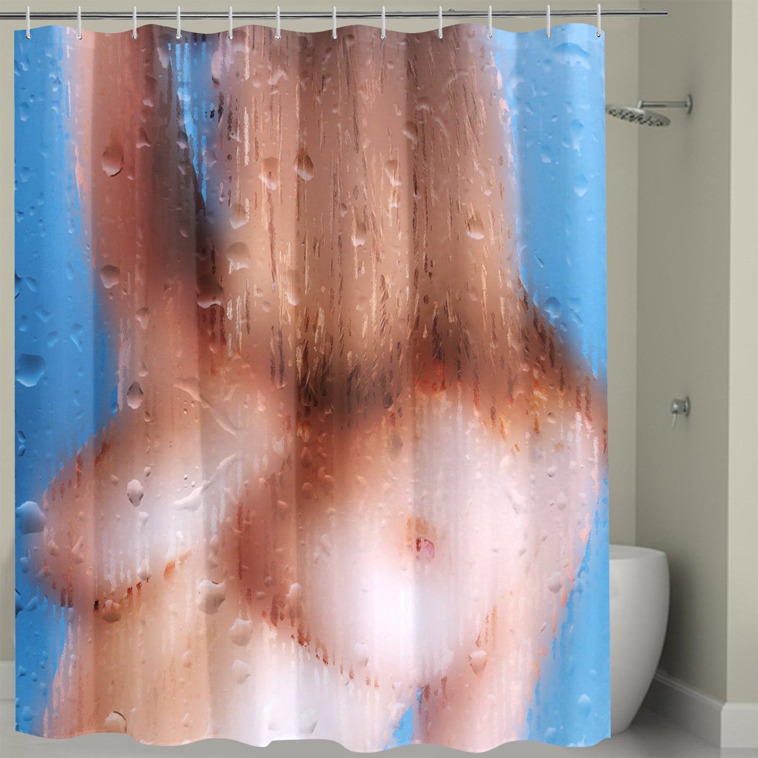 Sensual Woman Silhouette Rainy Glass Shower Curtain 