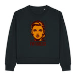 Stanley/Stella Black sweatshirt with a graphic of a woman's face and 'I'm Fearless' text on a white background