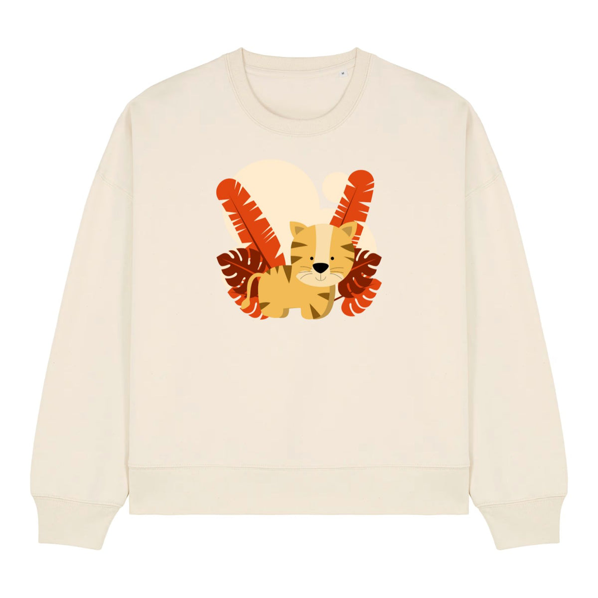 Stanley/Stella Beige sweatshirt with a cartoon fox design on a white background