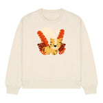 Stanley/Stella Beige sweatshirt with a cartoon fox design on a white background