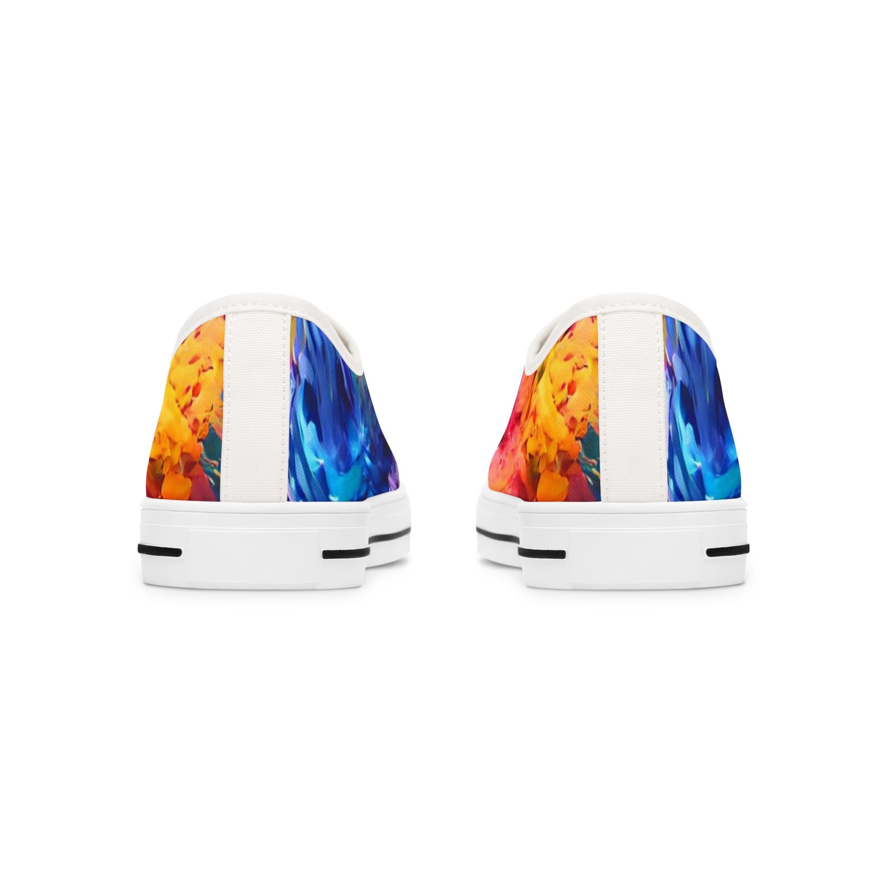 Colorful sneakers with abstract patterns on a white background