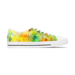 Colorful sneakers with a watercolor design on a white background