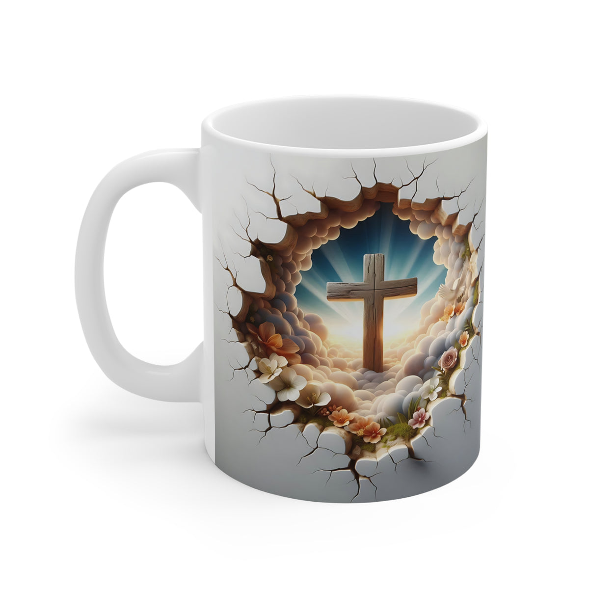Mug with a cross design on a white background