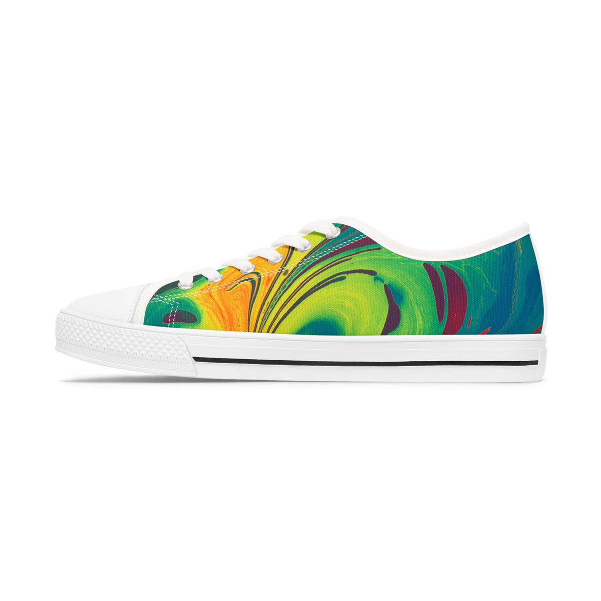 Colorful sneaker with a white sole on a white background