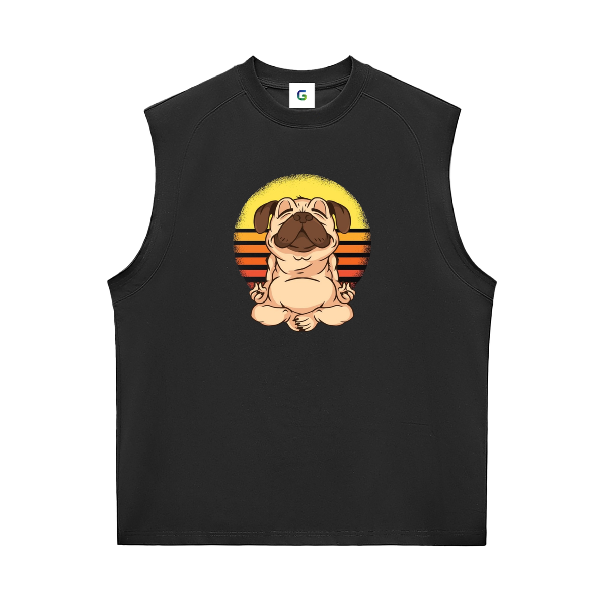 Funny Zen Dog Retro Sunset Men's Graphic Tank Top