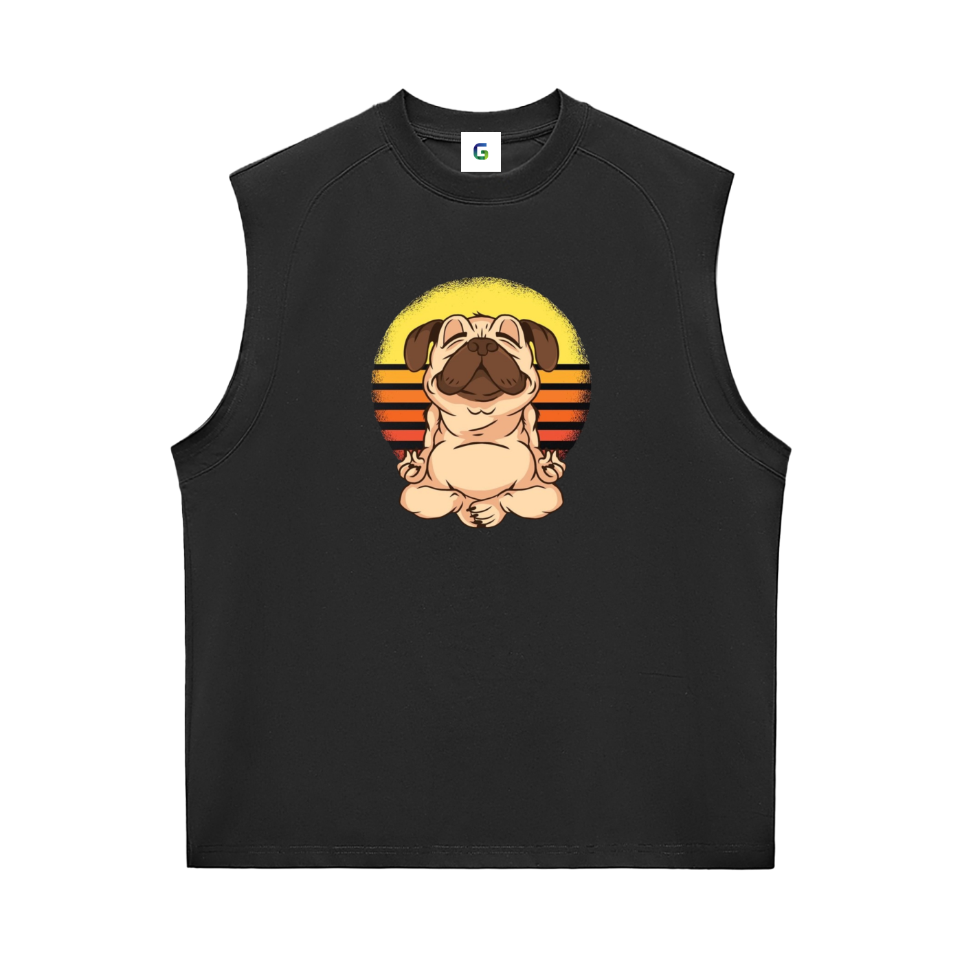 Funny Zen Dog Retro Sunset Men's Graphic Tank Top
