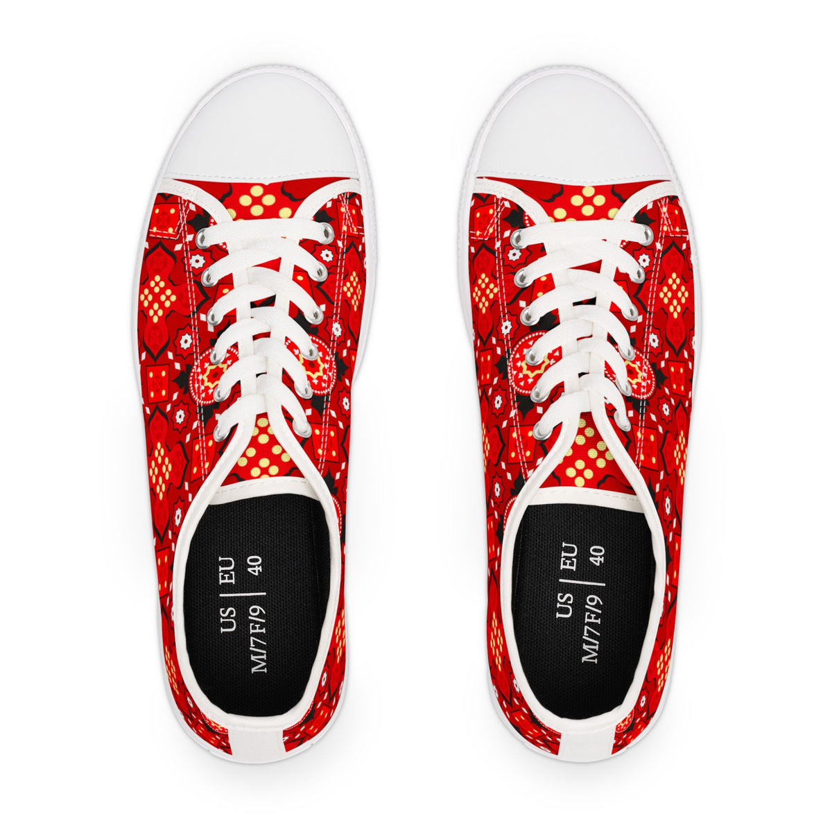 Red Geometric Pattern Women’s Low Top Sneakers