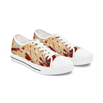 Pair of women's sneakers with a colorful abstract pattern on a white background