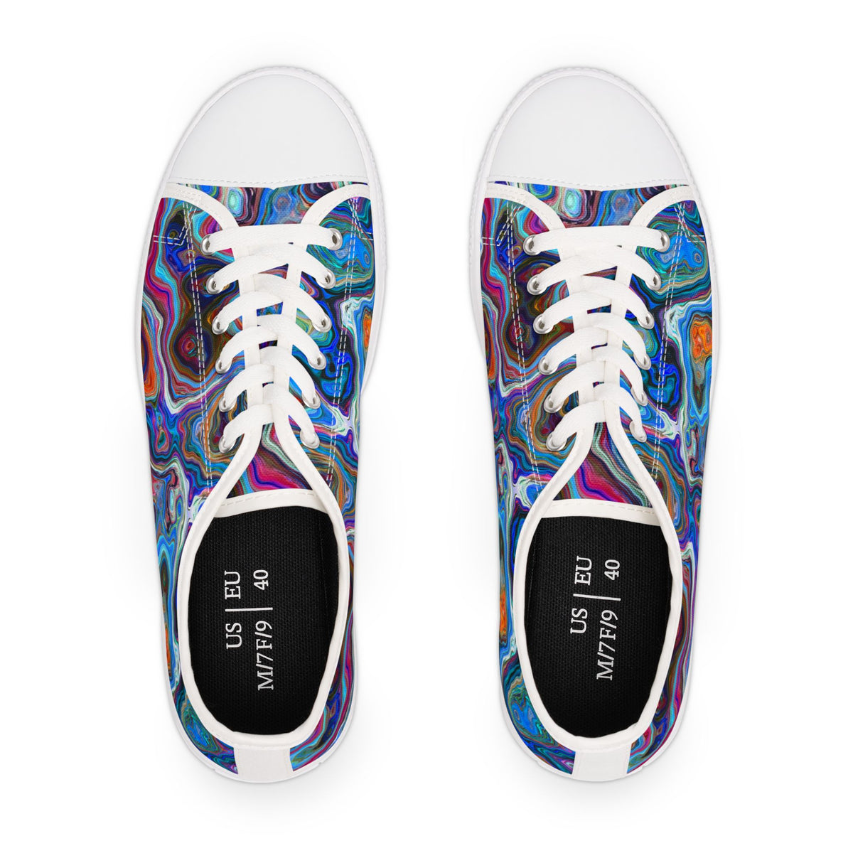 Abstract Blue Agate Women's Low Top Canvas Sneakers