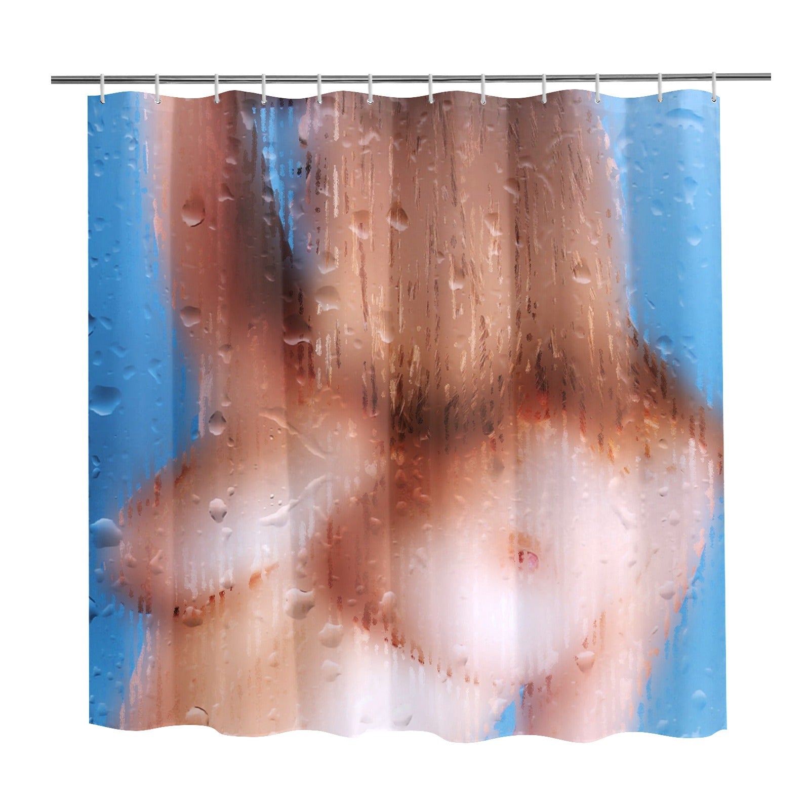 Sensual Woman Silhouette Rainy Glass Shower Curtain 