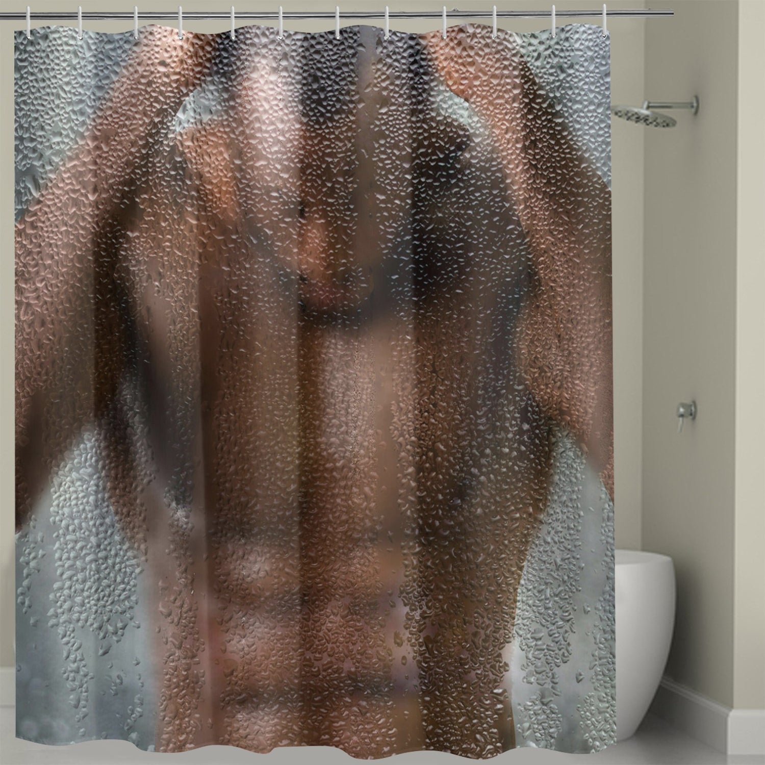 Steamy Glass Effect Man's Silhouette Shower Curtain