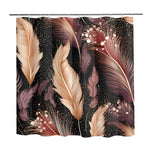 Boho Abstract Feather Pattern Shower Curtain 