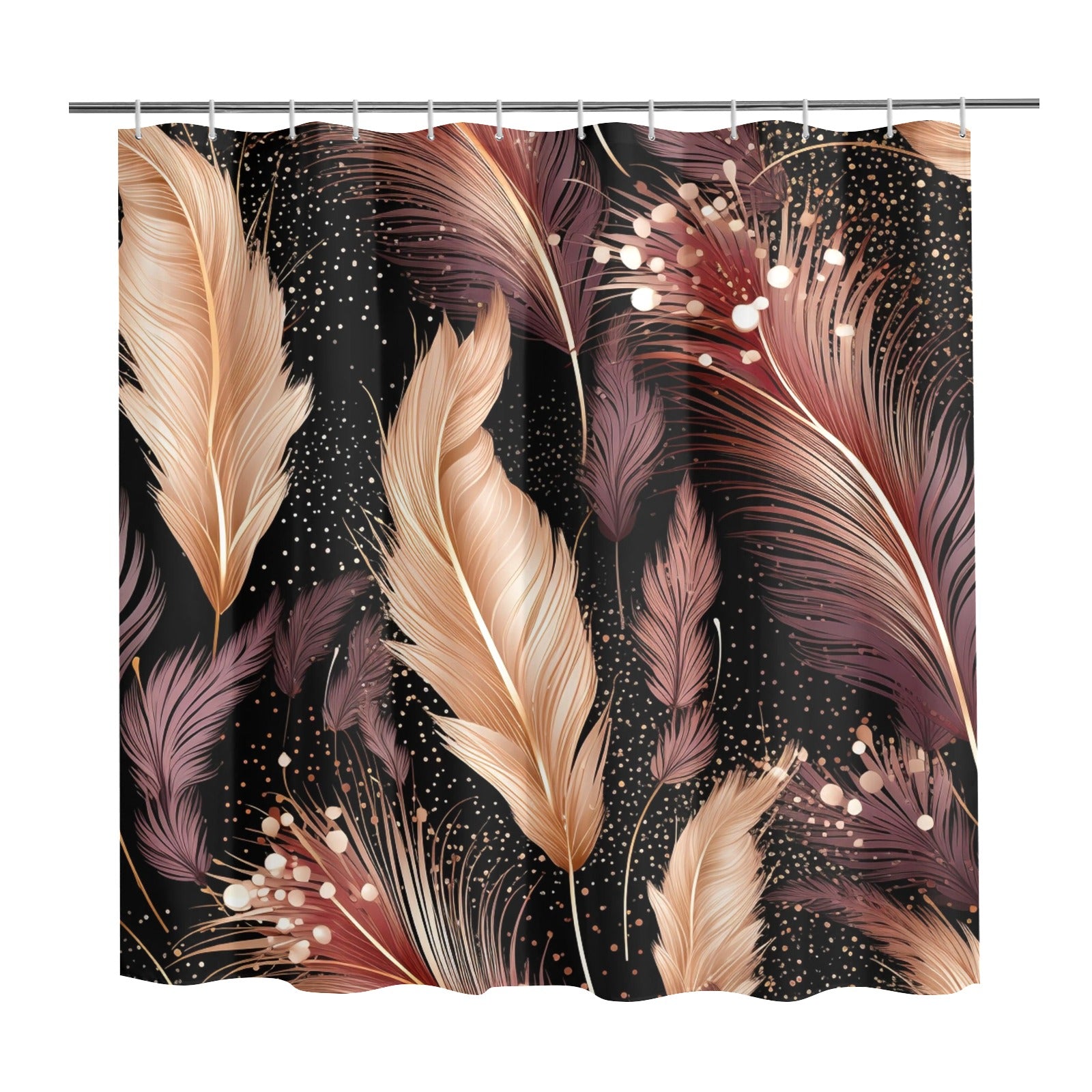 Boho Abstract Feather Pattern Shower Curtain 