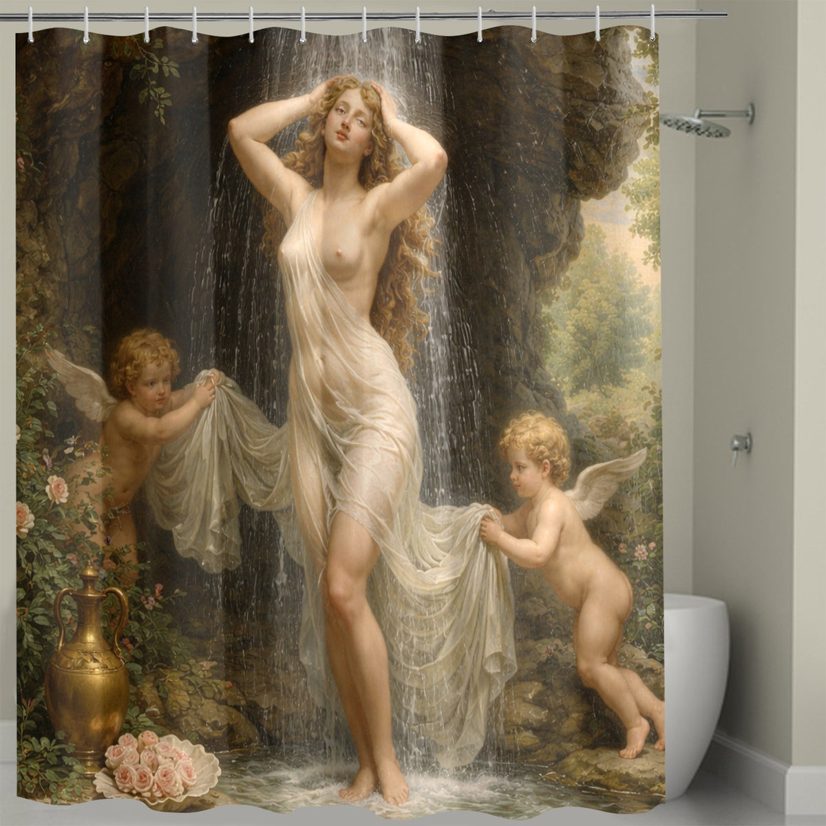 Classic Antique Nude Art Bath Curtain 