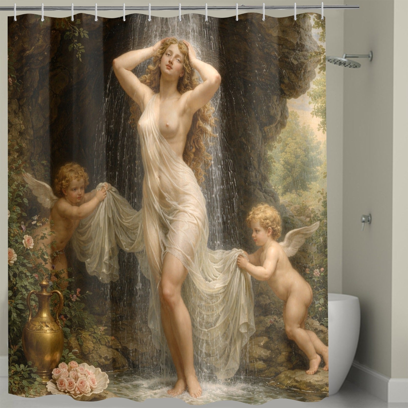 Classic Antique Nude Art Bath Curtain 