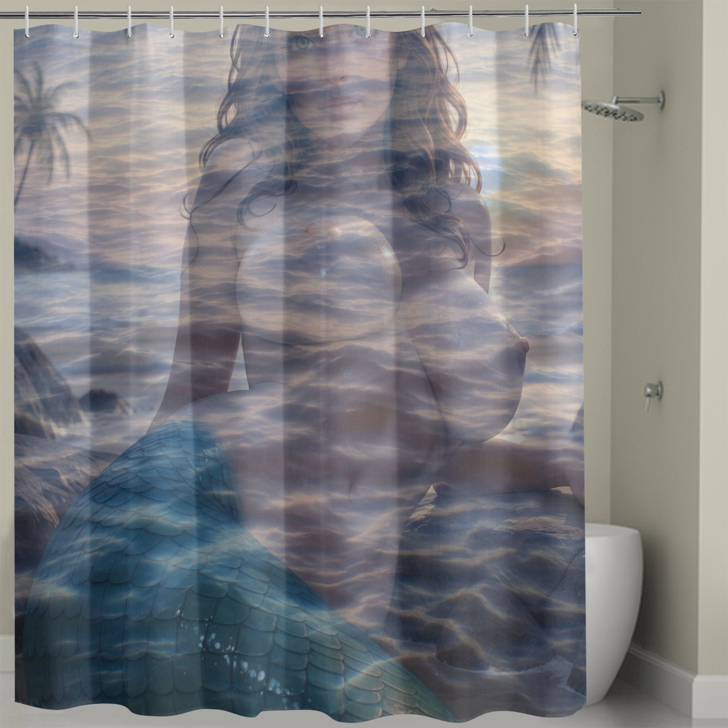 Mermaid Shower Curtain Ocean Fantasy Art Bathroom Décor