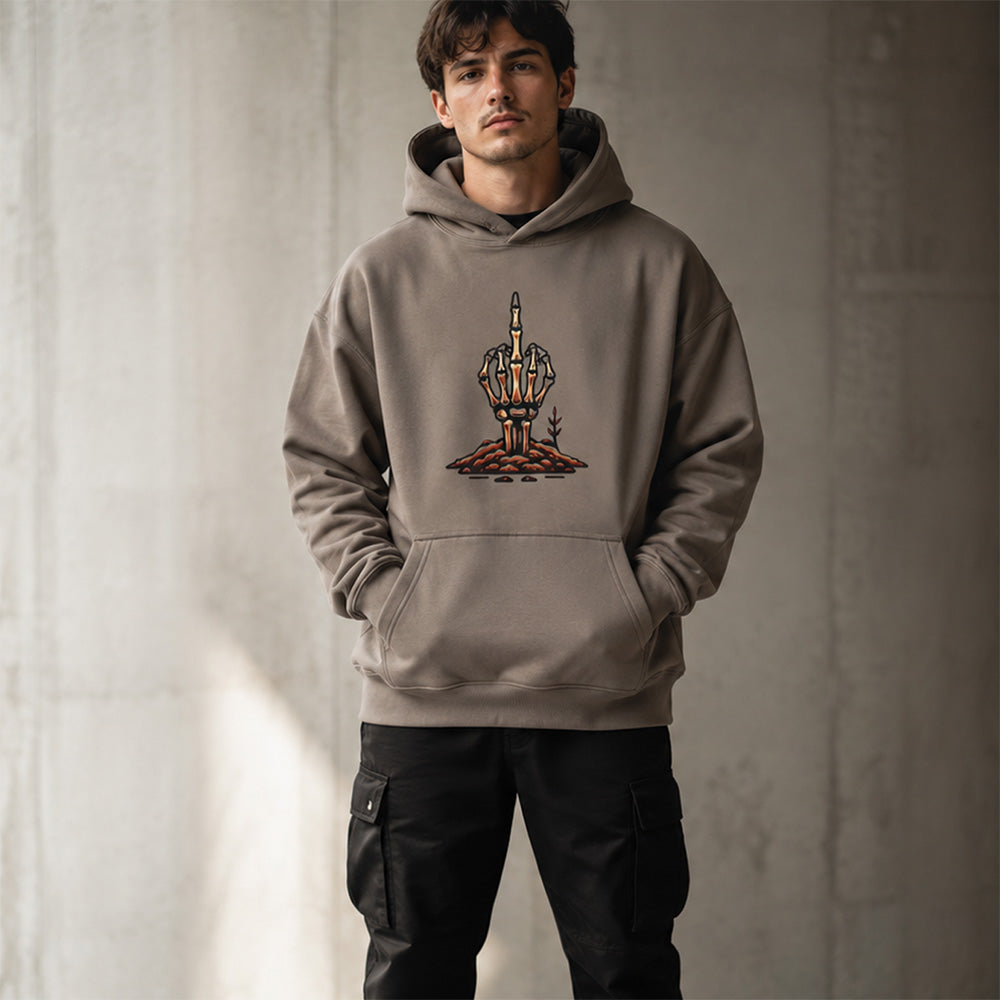 Punk Skeleton Middle Finger Organic Cotton Men's Hoodie