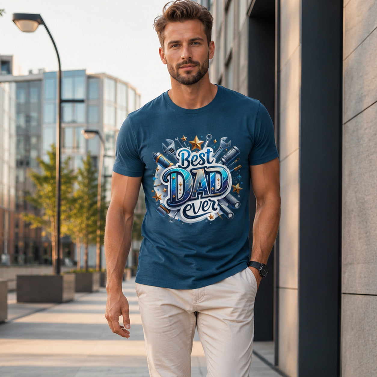 Cool "Best DAD Ever" Graphic Tee for Men