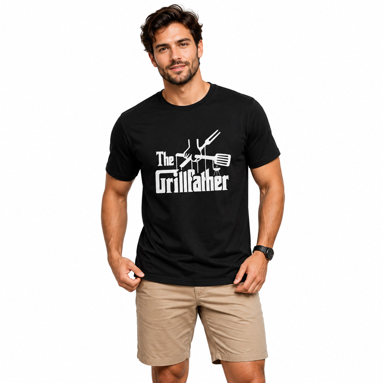 ''The Grillfather" Funny BBQ Graphic T-Shirt for Men