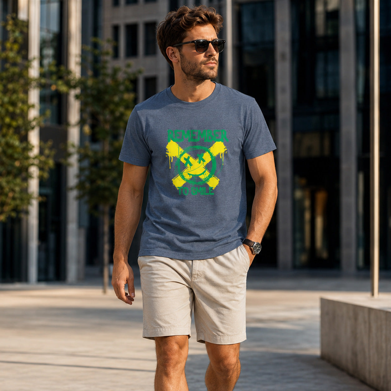 Grunge Smiley Face Men's Streetwear T-Shirt