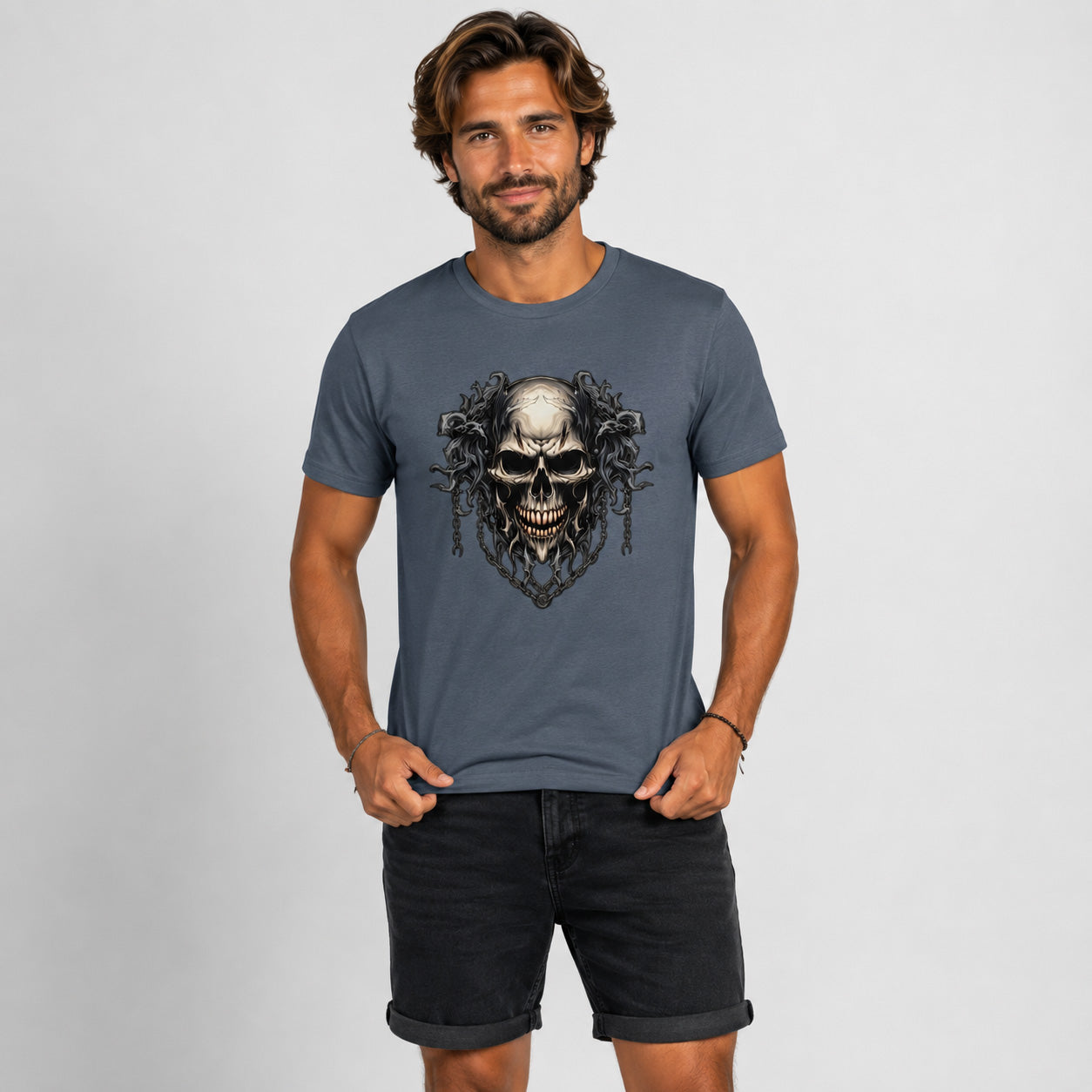 Dark Metal Skull Men's Graphic T-Shirt