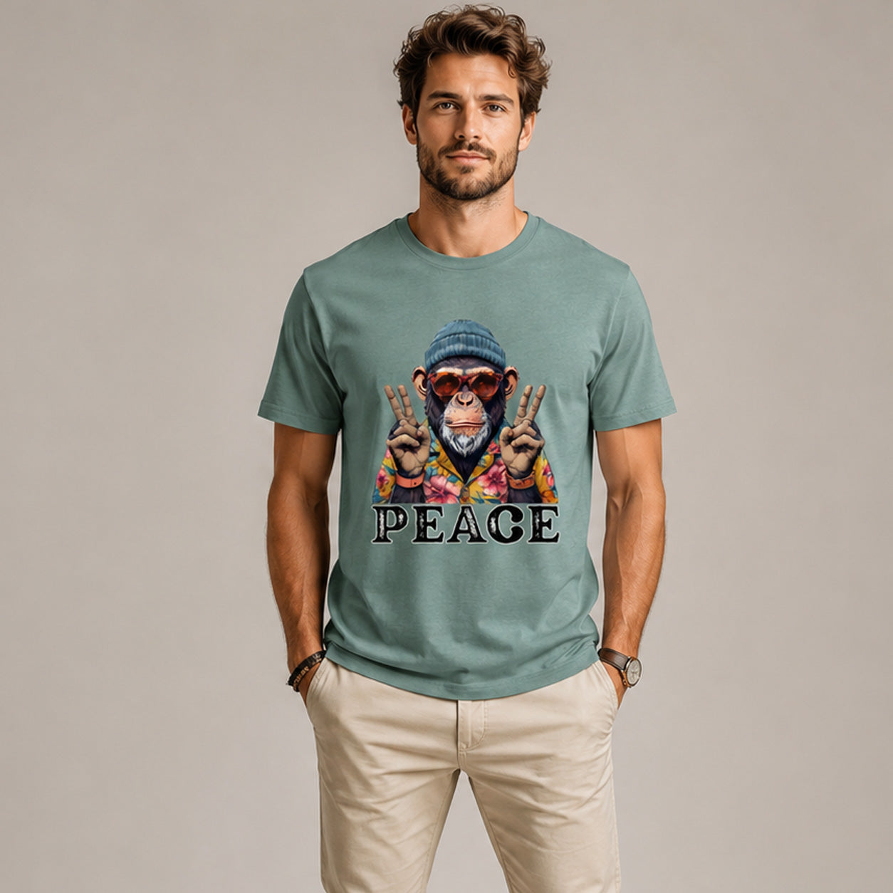 Chill Monkey Peace Vibes T-Shirt for Men