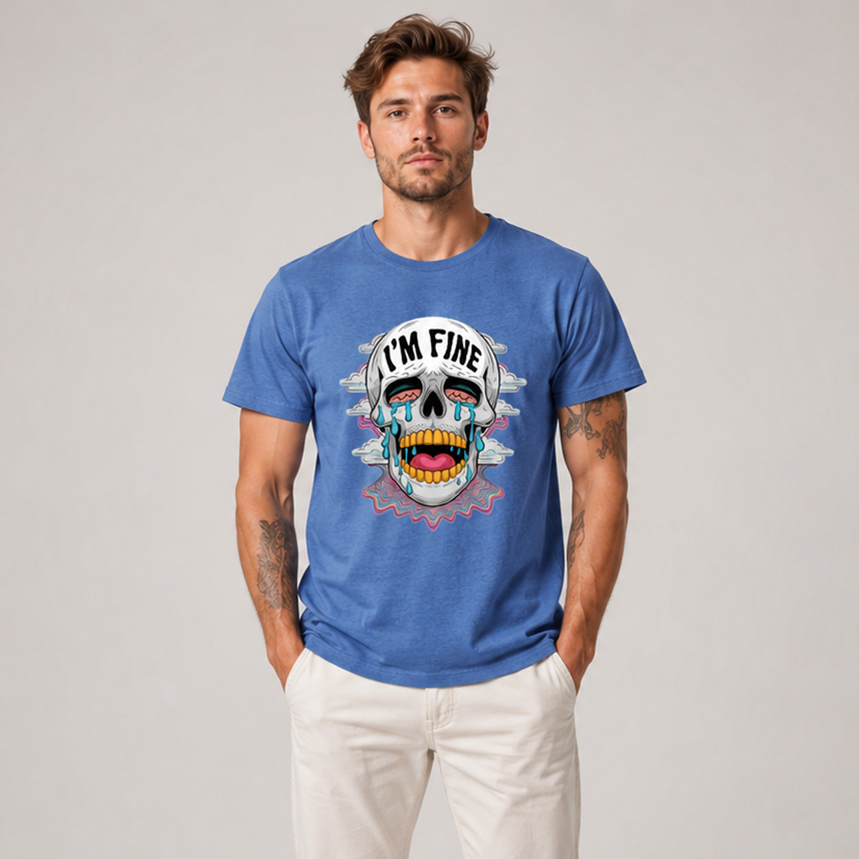 Psychedelic Skull Pop Art T-Shirt For Man