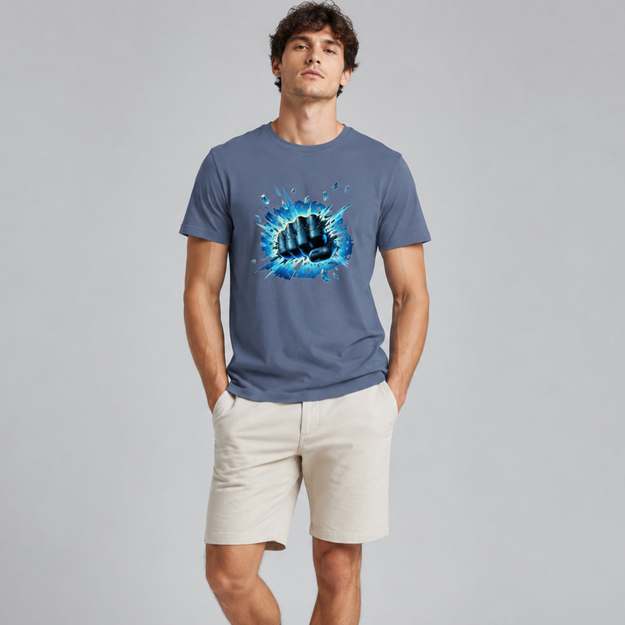 Ice Burst Fist Graphic Shirt for Men