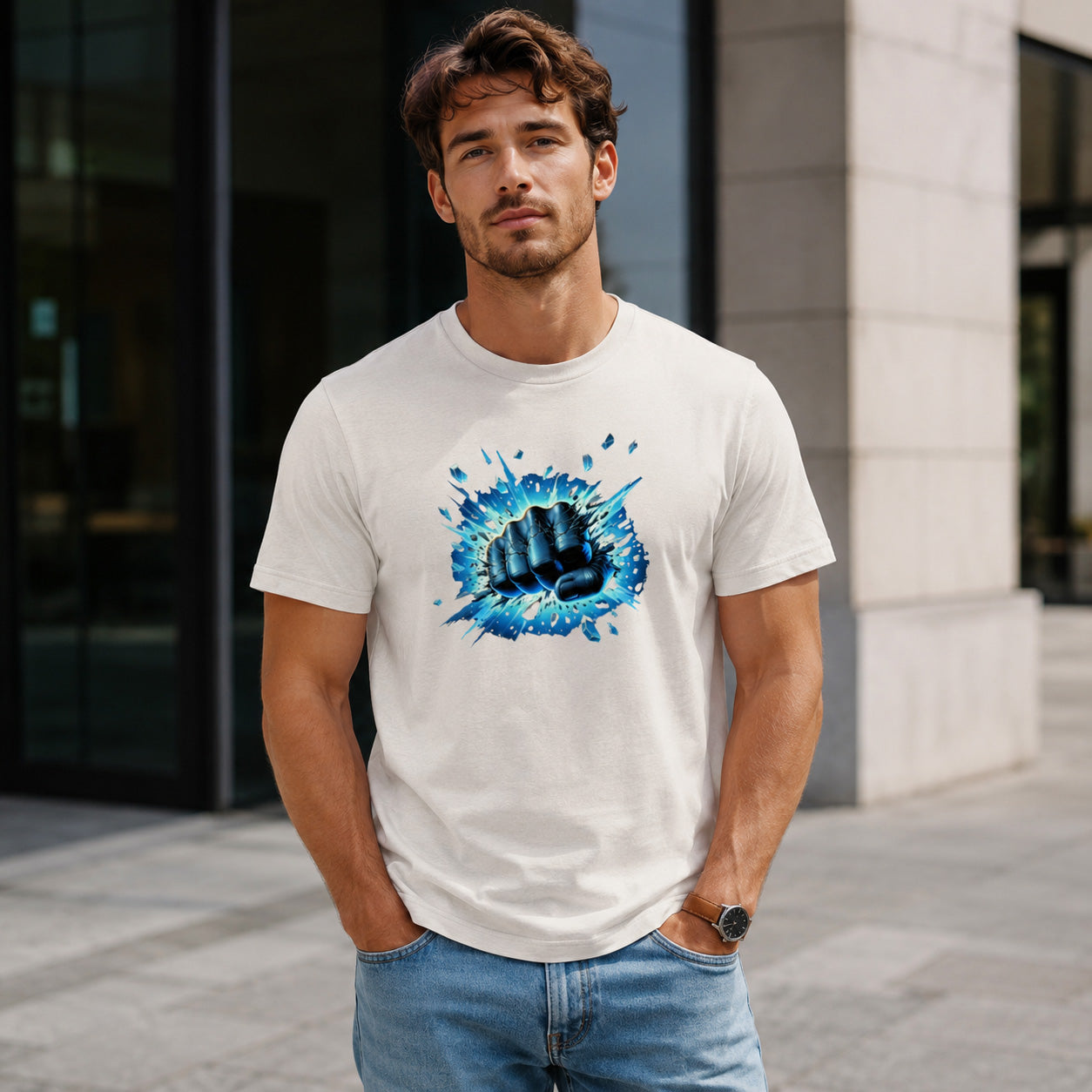 Ice Burst Fist Graphic Shirt for Men