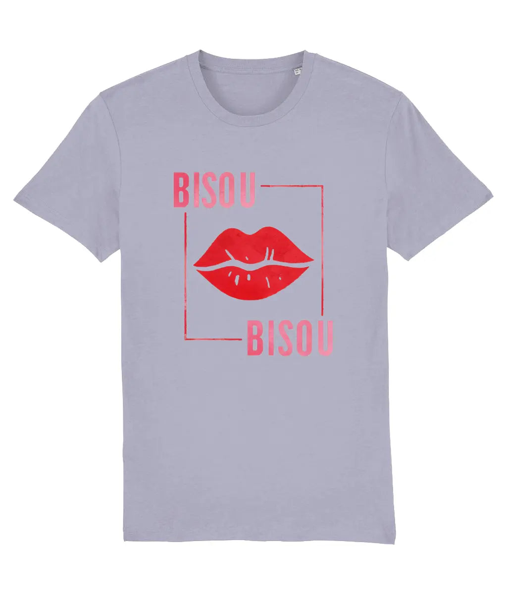 Women's Crew Neck "Bisou" Kiss Graphic Tee