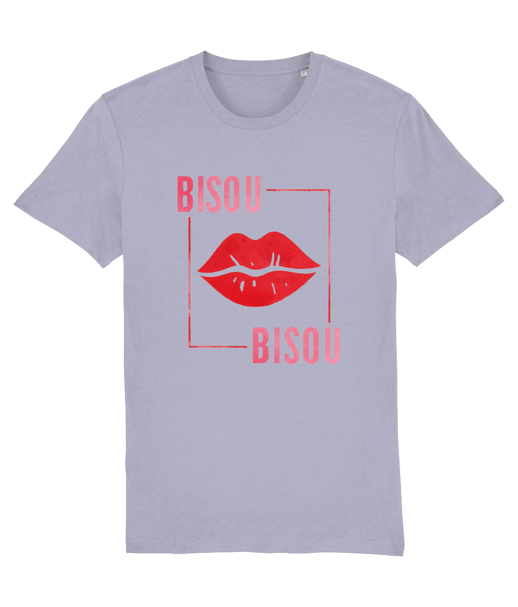Women's Crew Neck "Bisou" Kiss Graphic Tee