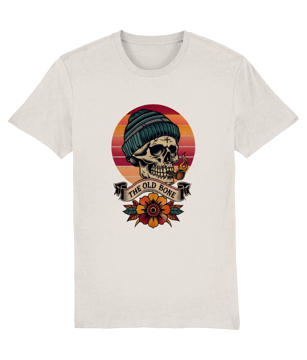 T-shirt with a skull wearing a beanie and sunglasses design on a white background