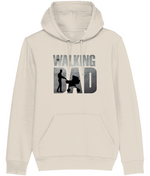 Men's Beige hoodie with 'Walking Dad' graphic design on a white background