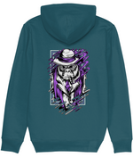 Men's Teal hoodie with a gorilla graphic on the back against a white background